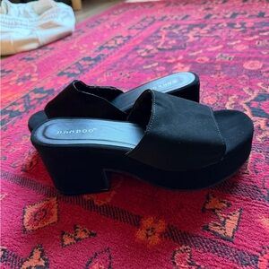 Bamboo Black Platform Mules